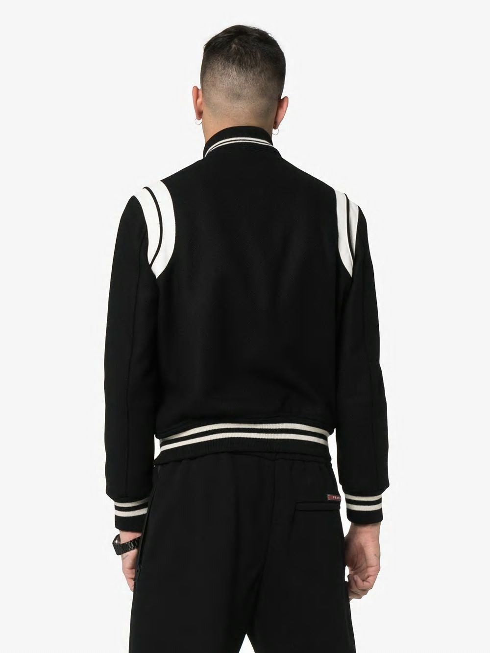 SAINT LAURENT Black Wool Bomber Jacket for Men - Spring/Summer 2024