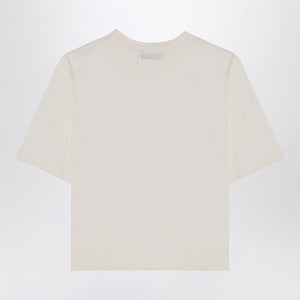 PRADA Ivory Cotton Crew-Neck T-Shirt with Logo