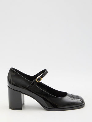 CELINE Mini Patent Calfskin Ballerina Shoes with Adjustable Strap (7.5cm Heel)