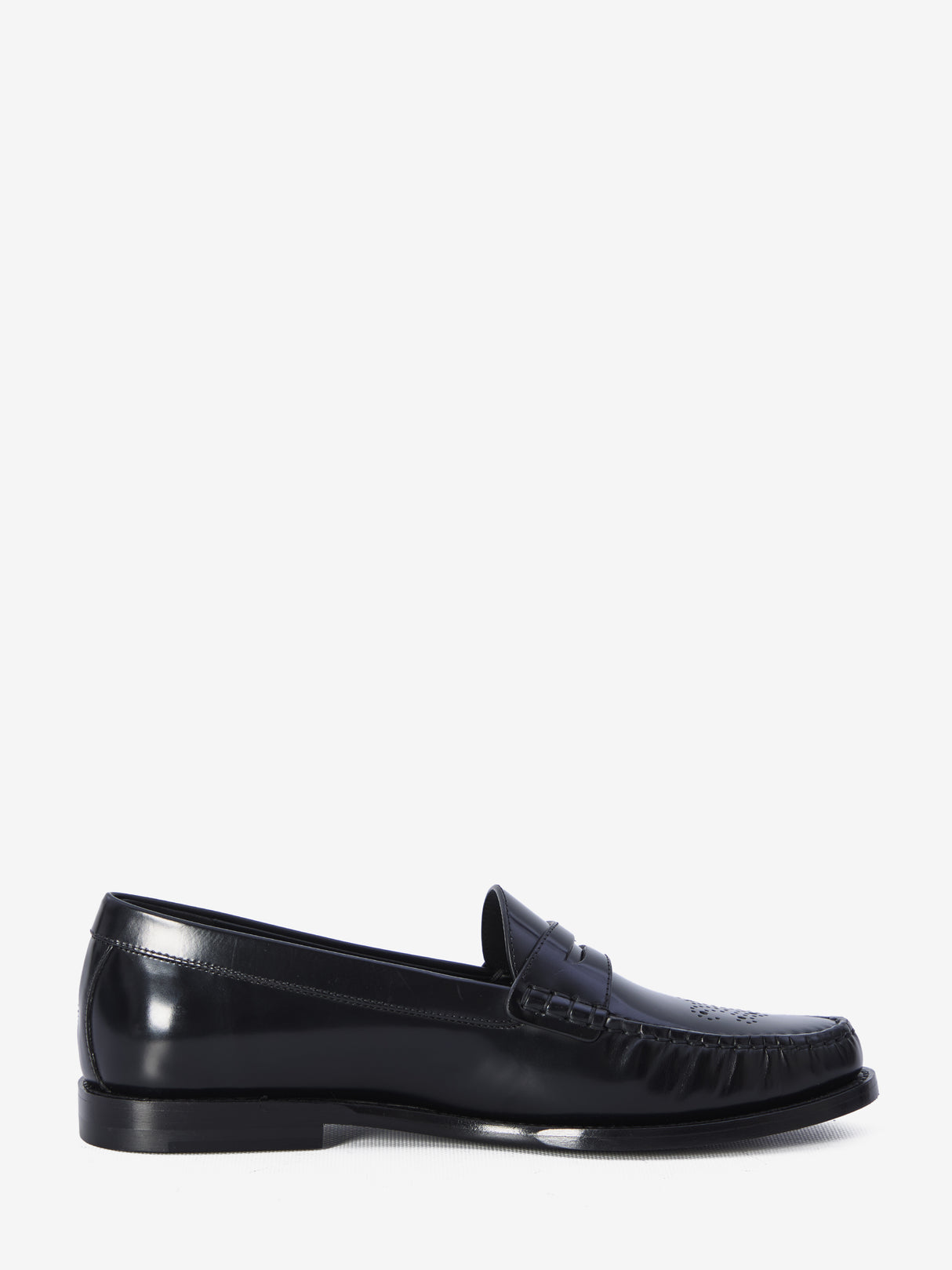 CELINE Men's Leather Loafers with Perforated Detail