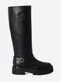 CELINE Chunky Black Calfskin Boots with Embossed Logo - 4.5 cm Heel