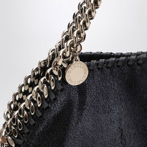 STELLA MCCARTNEY Mini Navy Blue Vegan Tote with Silver Chain Detail - 24x26x8cm