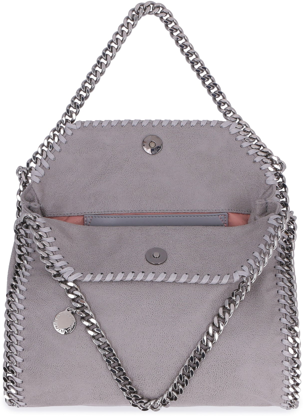 STELLA MCCARTNEY Mini Light Grey Eco-Leather Tote with Chunky Chain