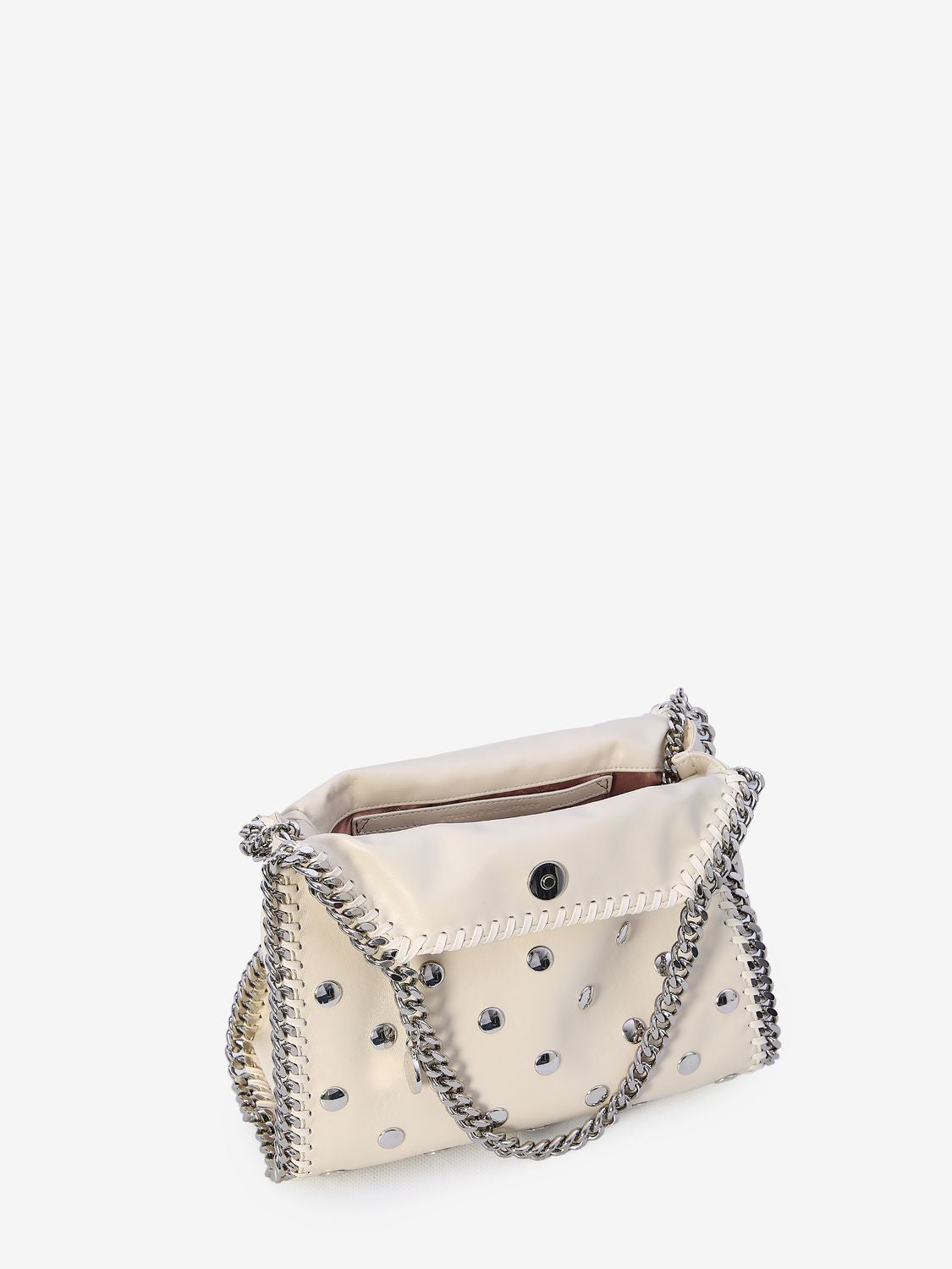 STELLA MCCARTNEY Chic Mini Studded Tote with Chain Detail, 10x9x4 Inches