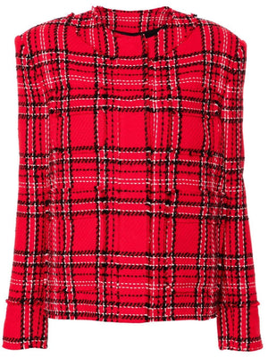 MSGM Chic Red Check Tweed Jacket