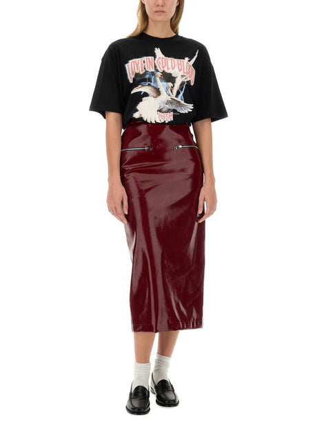 MSGM Chic Patent Leather Midi Skirt - Size S