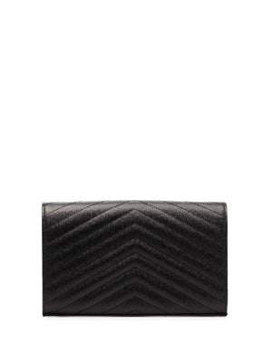 SAINT LAURENT Ochre Monogram Chain Wallet in Quilted Leather with Gold-Tone Accents