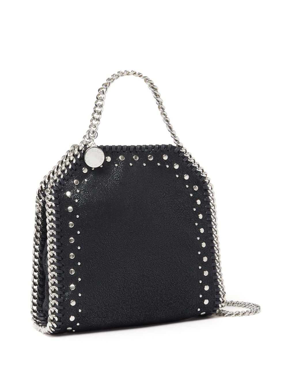 STELLA MCCARTNEY Tiny Mini Faux Leather Chain-Link Handbag in Black