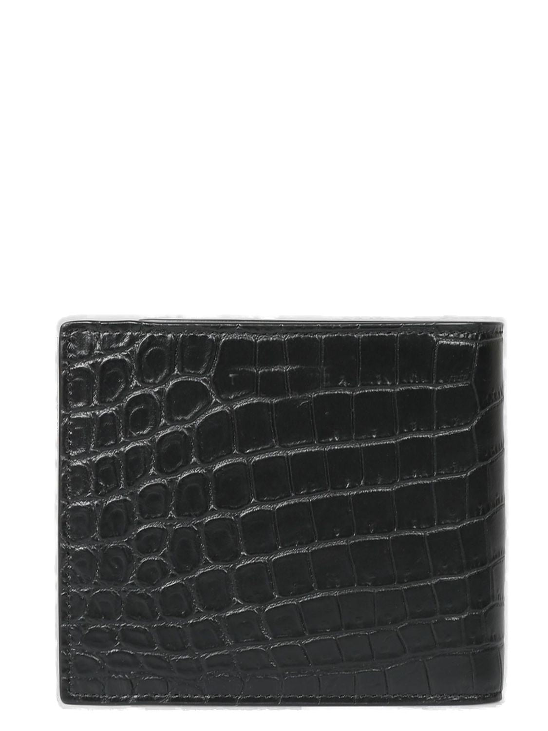 SAINT LAURENT Men's Black Leather East/West Wallet for iPhone 7 with Multiple Interior Pockets