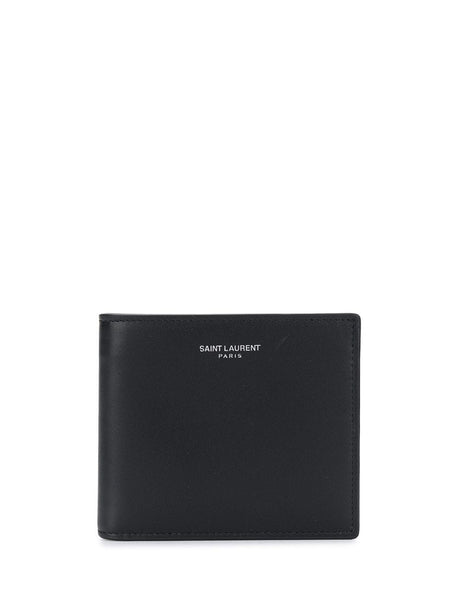 SAINT LAURENT FW23 Black Calf Leather Bi-Fold Wallet for Men