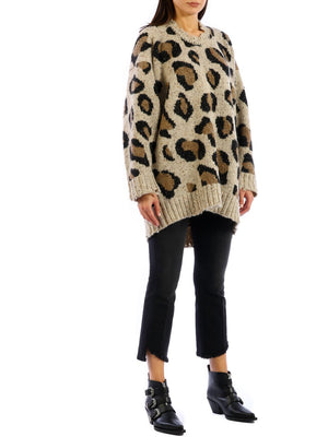 R13 Oversized Leopard Print Sweater for Women - FW19