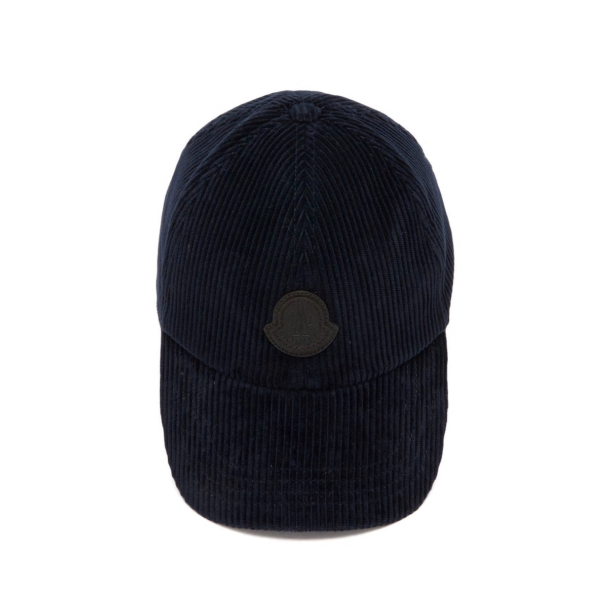 MONCLER Classic Navy Blue Corduroy Cap with Embroidered Logo