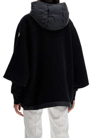 MONCLER Woolen Midi Cape with Adjustable Hood