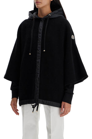 MONCLER Woolen Midi Cape with Adjustable Hood