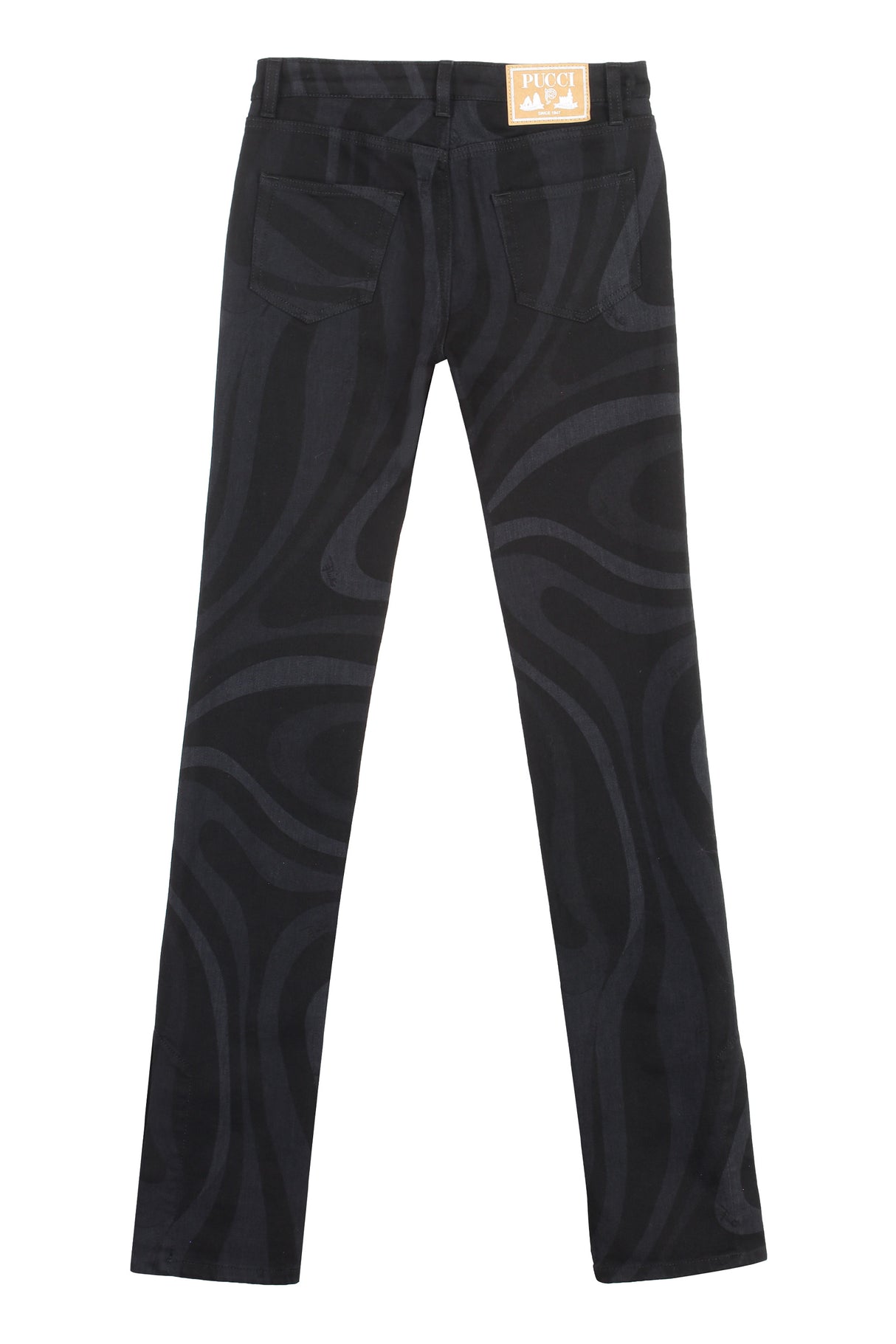 EMILIO PUCCI Black Marmo Print Straight-Leg Jeans for Women