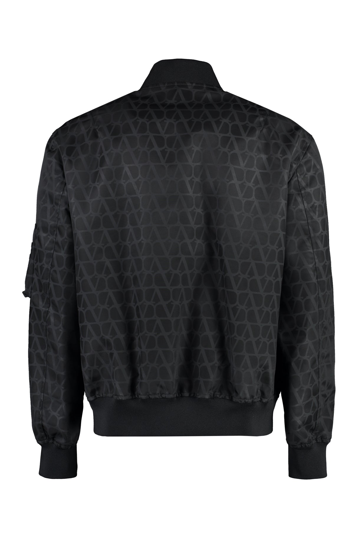 VALENTINO Black Nylon Bomber Jacket with Iconic Motif and Practical Features for Men - FW23