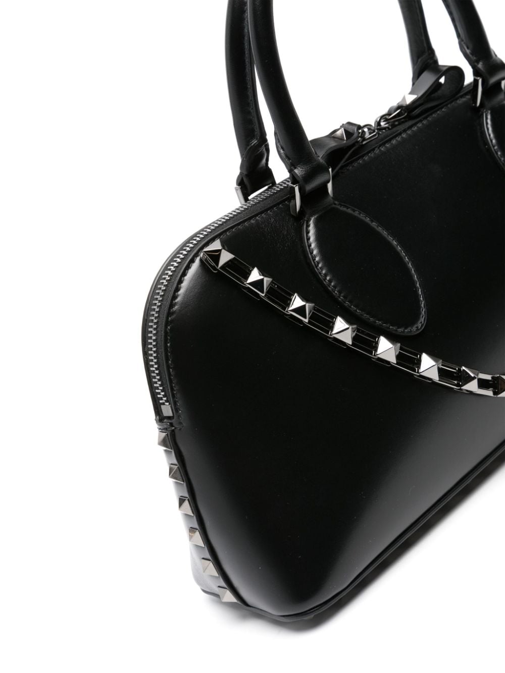 VALENTINO Black Rockstud Embellished Tote Handbag for Women - FW23 Collection