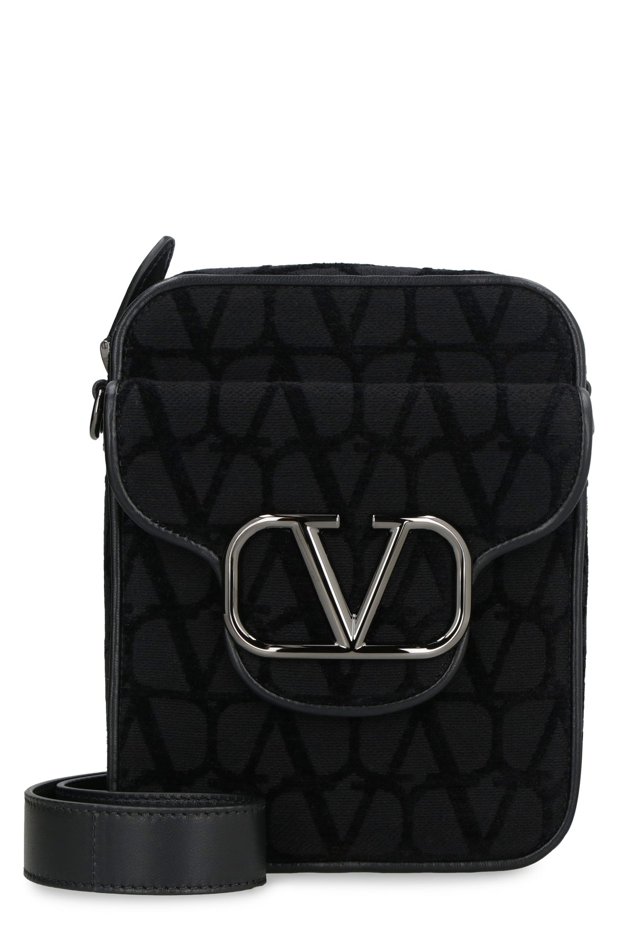 VALENTINO Stylish Black Canvas Crossbody Handbag for Men