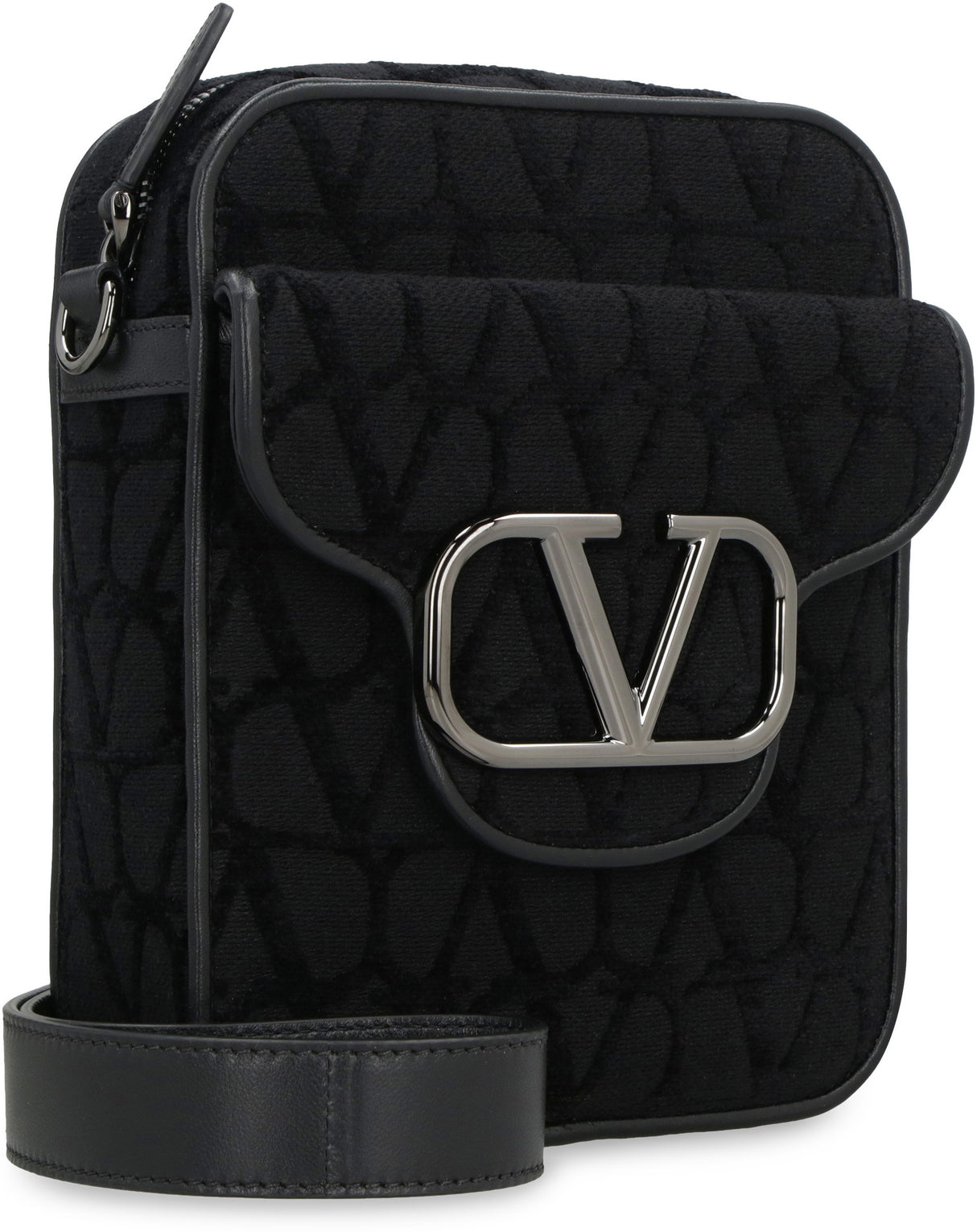 VALENTINO Stylish Black Canvas Crossbody Handbag for Men