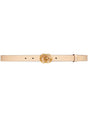 GUCCI Elegant Light Beige Leather Belt with Double G Buckle