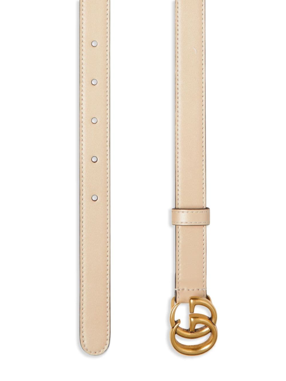 GUCCI Elegant Light Beige Leather Belt with Double G Buckle