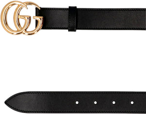 GUCCI Classic Leather Belt with Iconic Double GG Buckle