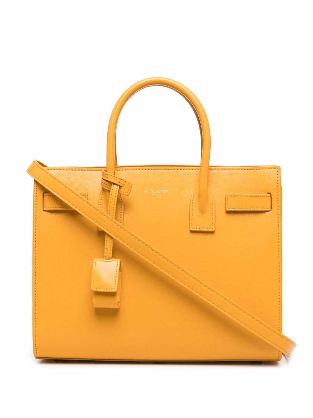 SAINT LAURENT Yellow Calf Leather Top-Handle Handbag for Women (FW22)