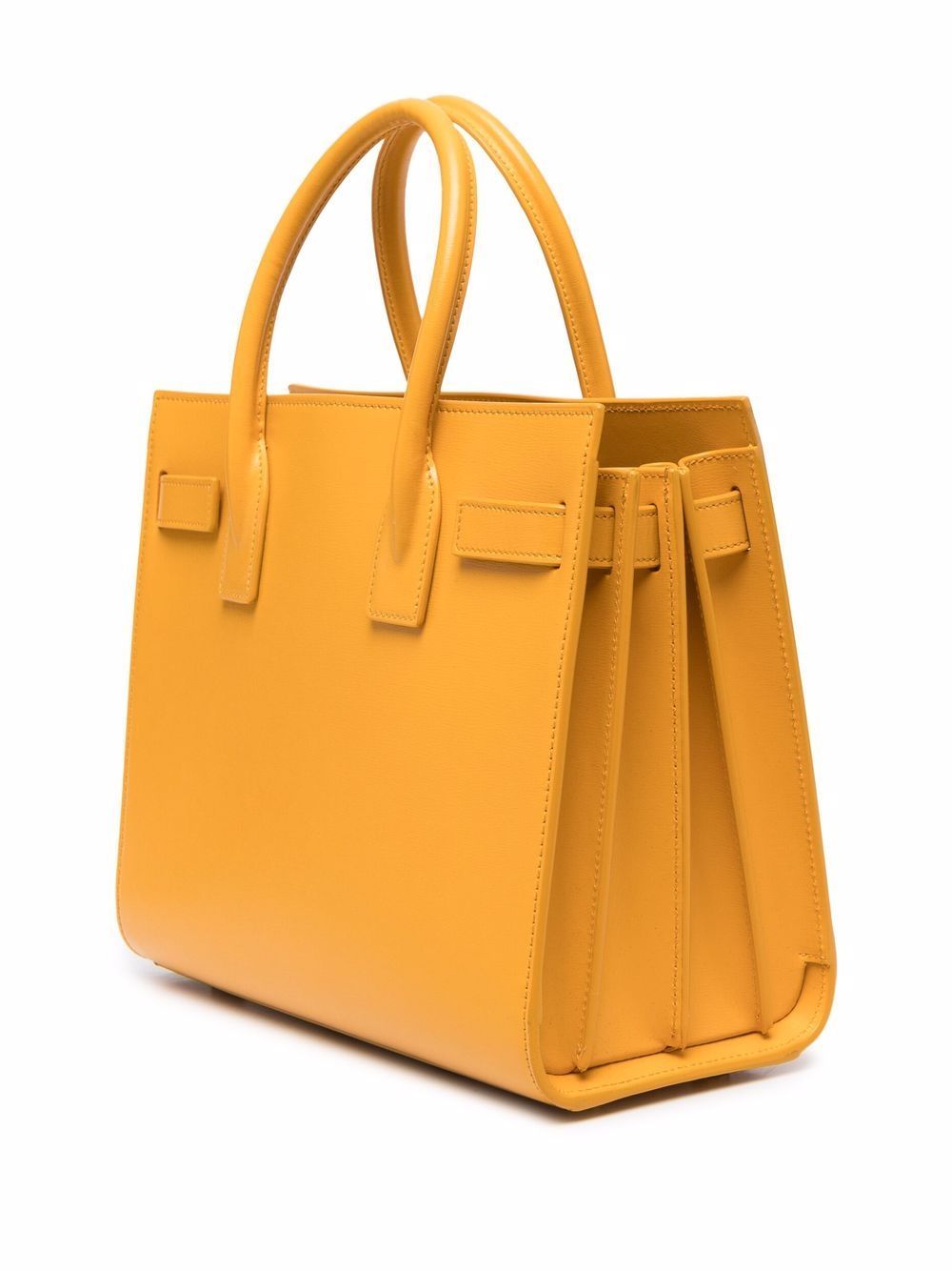 SAINT LAURENT Yellow Calf Leather Top-Handle Handbag for Women (FW22)