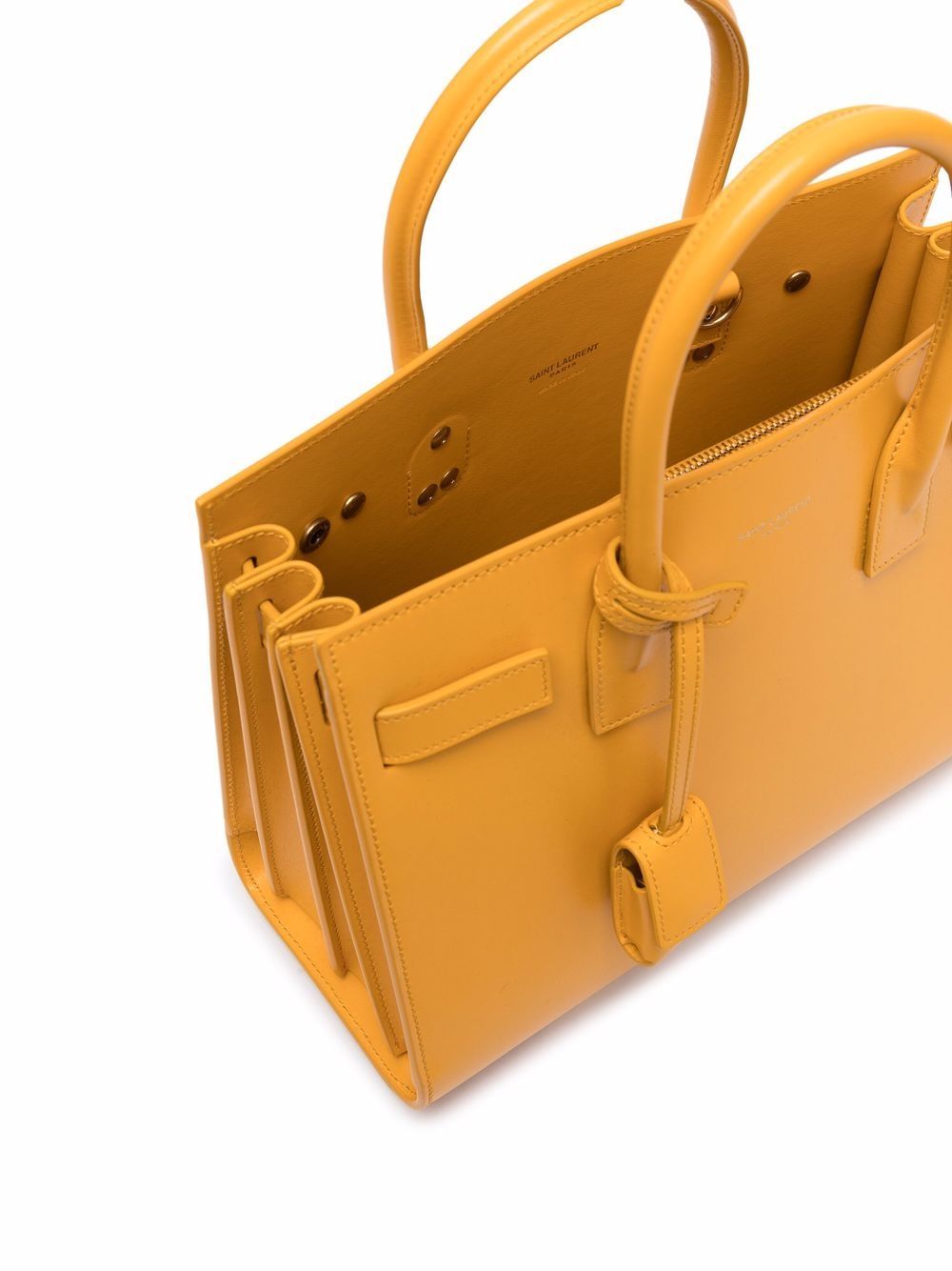 SAINT LAURENT Yellow Calf Leather Top-Handle Handbag for Women (FW22)