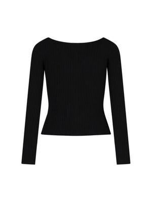 COURREGÈS Raffia V-Neck Jumper in Navy Blue for Women - FW22