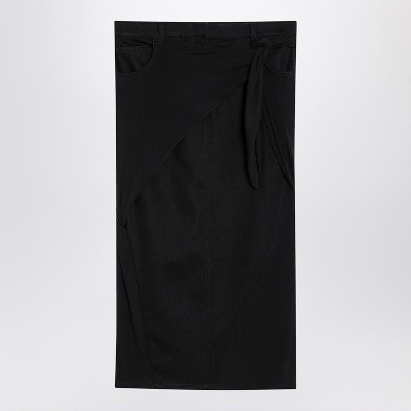 COURREGÈS Chic Draped Black Midi Skirt for Women