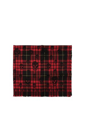 ALEXANDER MCQUEEN Tartan Skull Wool Foulard - 104x120 cm