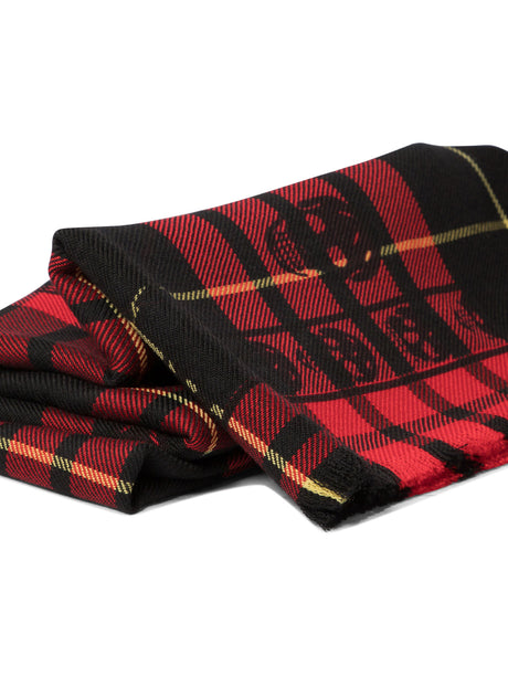 ALEXANDER MCQUEEN Tartan Skull Wool Foulard - 104x120 cm