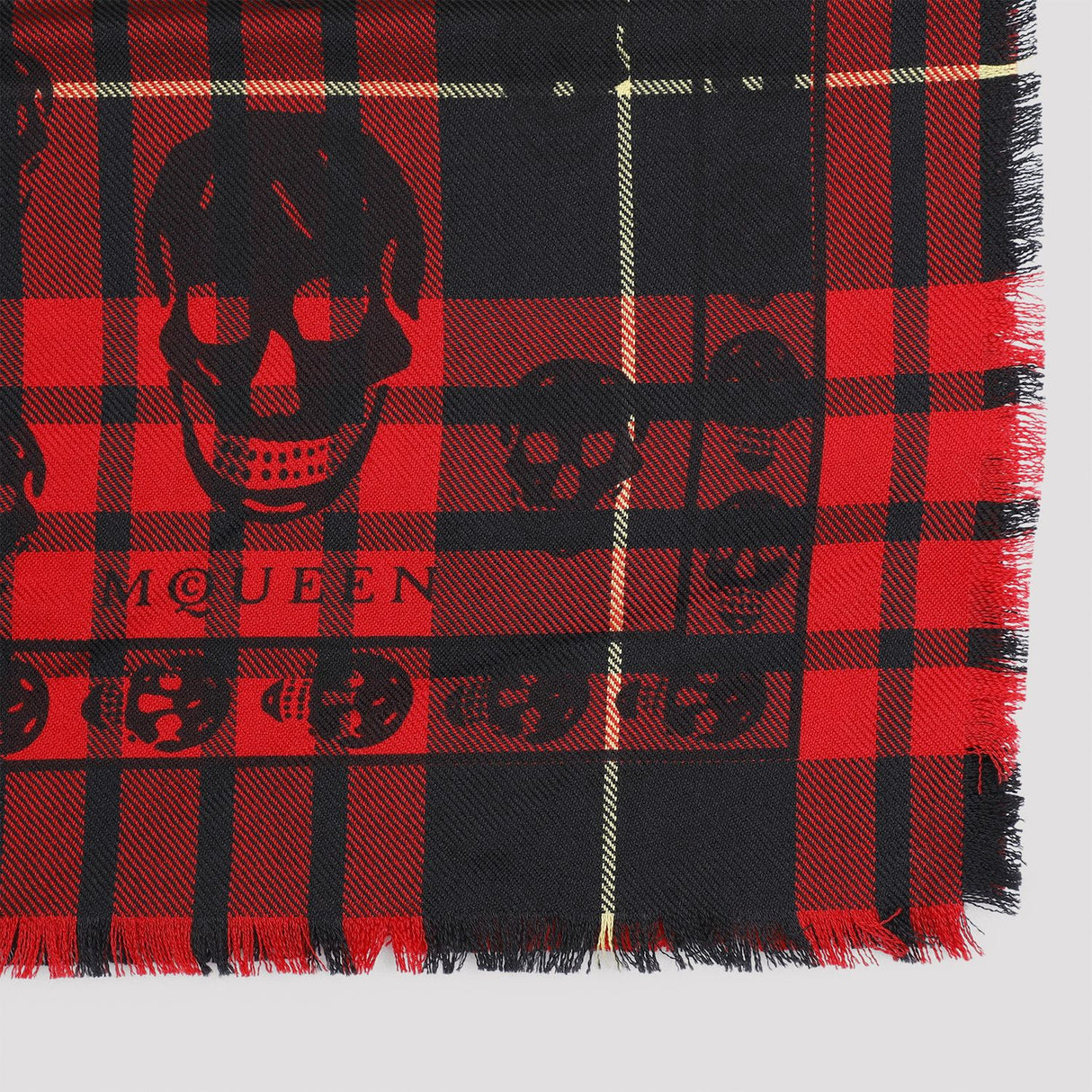 ALEXANDER MCQUEEN Tartan Wool Foulard Scarf - 104cm x 102cm