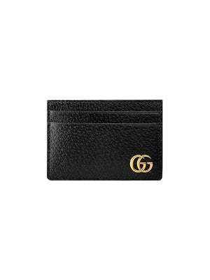 GUCCI Luxurious Grained Leather Cardholder for Men - Black Wallet with Gold-Tone Detailing