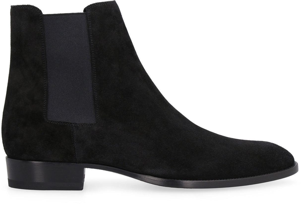 SAINT LAURENT Classic Wyatt 30 Black Suede Ankle Boot