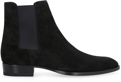 SAINT LAURENT Classic Wyatt 30 Black Suede Ankle Boot