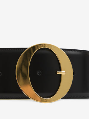 CELINE Elegant 6.5cm Calfskin Belt with Gold-Tone Buckle