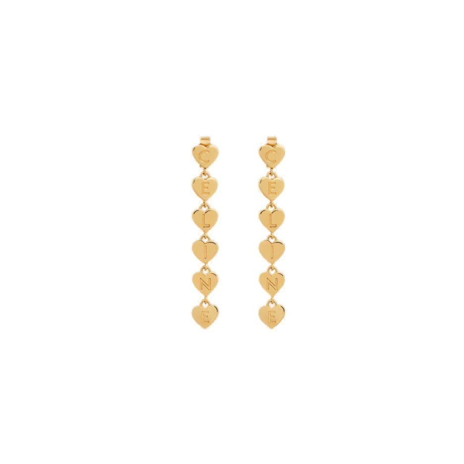 CELINE Elegant Heart-Shaped Gold Finish Earrings