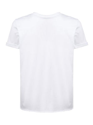 SAINT LAURENT Optic White Cotton T-Shirt for Men with Printed Brand Logo on Chest