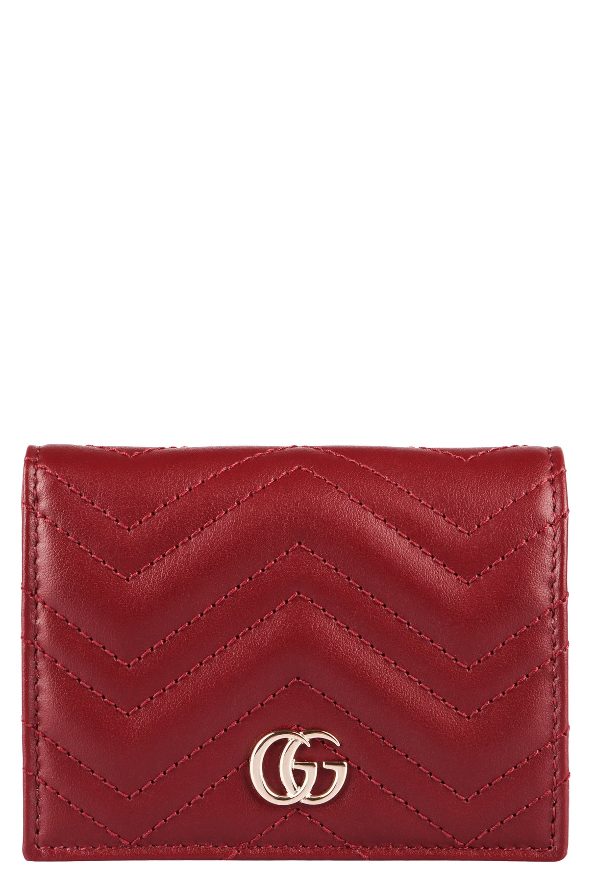 GUCCI Mini Matelassé Leather Credit Card Holder (W: 4.3", H: 3.3", D: 1.2")