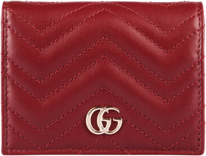 GUCCI Mini Matelassé Leather Credit Card Holder (W: 4.3", H: 3.3", D: 1.2")