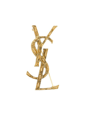 SAINT LAURENT Luxurious Crocodile Brooch in Dore for Women - SS24