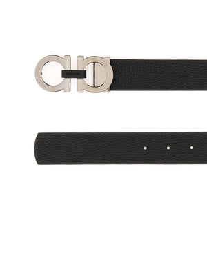 FERRAGAMO Elegant Hooks Belt for Men - Classic 100% Leather