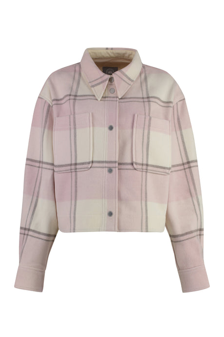 CANADA GOOSE Cropped Wool Overshirt with Check Motif