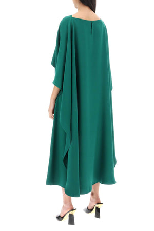 VALENTINO GARAVANI Elegant Green Cady Couture Cape Dress - Women's Fashion for SS24