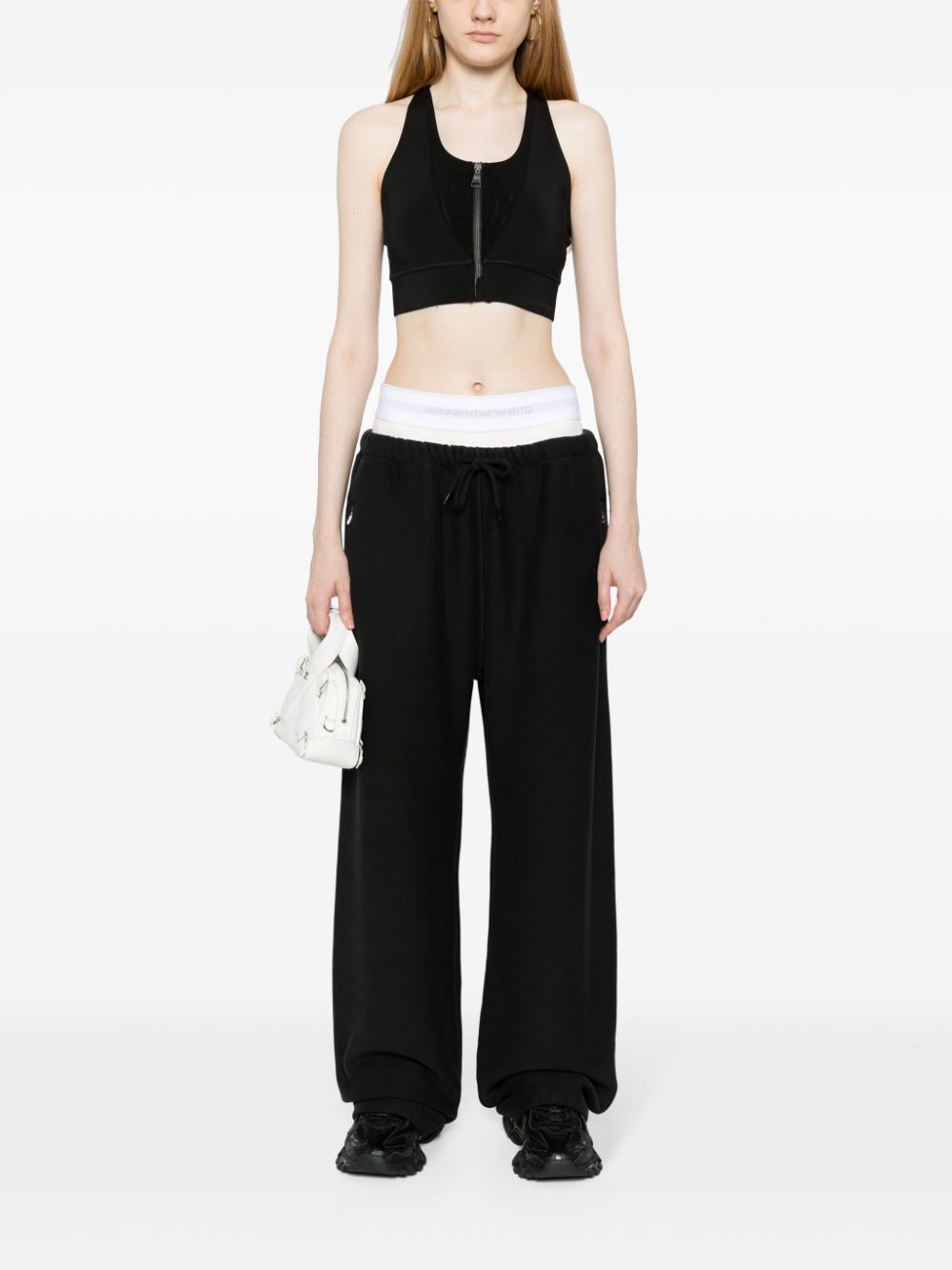 ALEXANDER WANG Layered Track Pants with Logo Waistband for Women