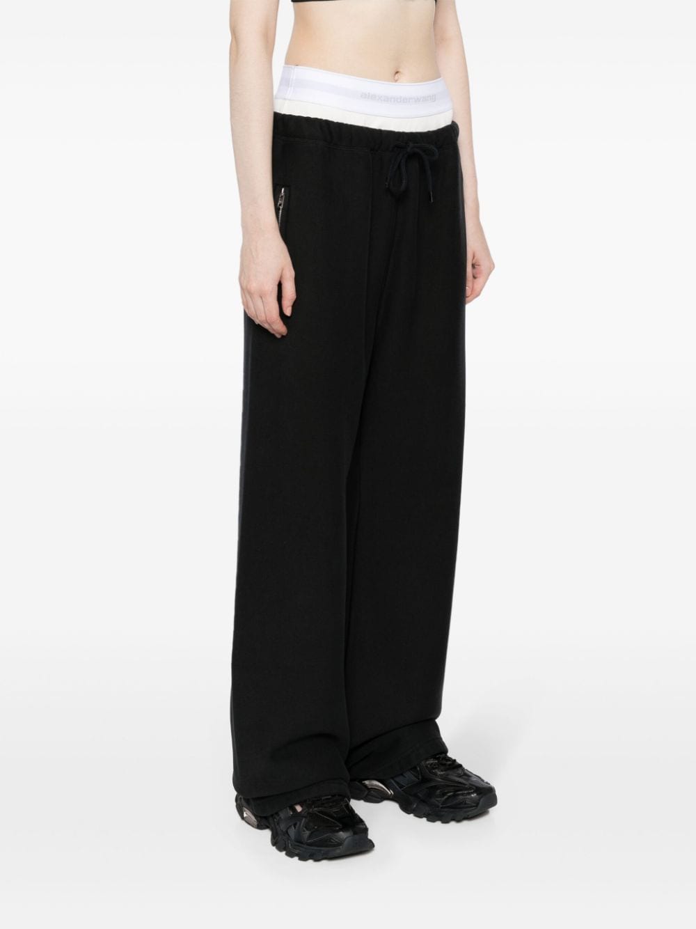 ALEXANDER WANG Layered Track Pants with Logo Waistband for Women