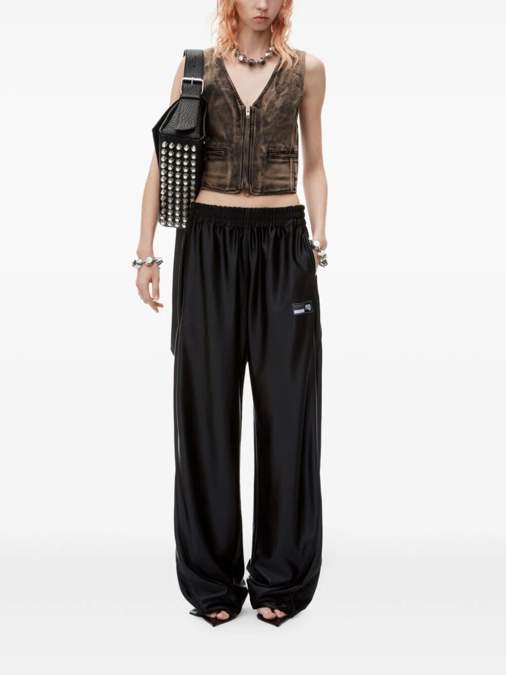 ALEXANDER WANG Embossed Logo Track Pants in Nude