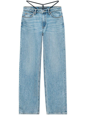 ALEXANDER WANG Chic Blue Denim Jeans with Integral Thong Charm